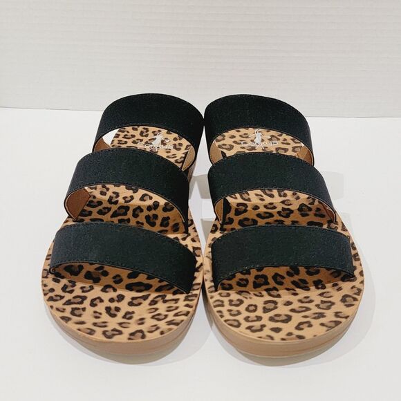 Corkys Dafne Women's Leopard Sandals Size 12 Black Tan 3 Strap Slip On Slides - Picture 3 of 13